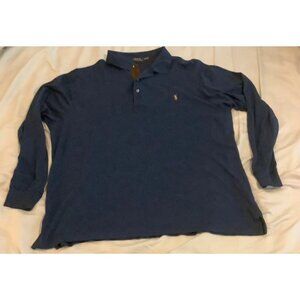 Polo Ralph Lauren Men's Navy 2XLT Long Sleeve Cotton Polo Shirt